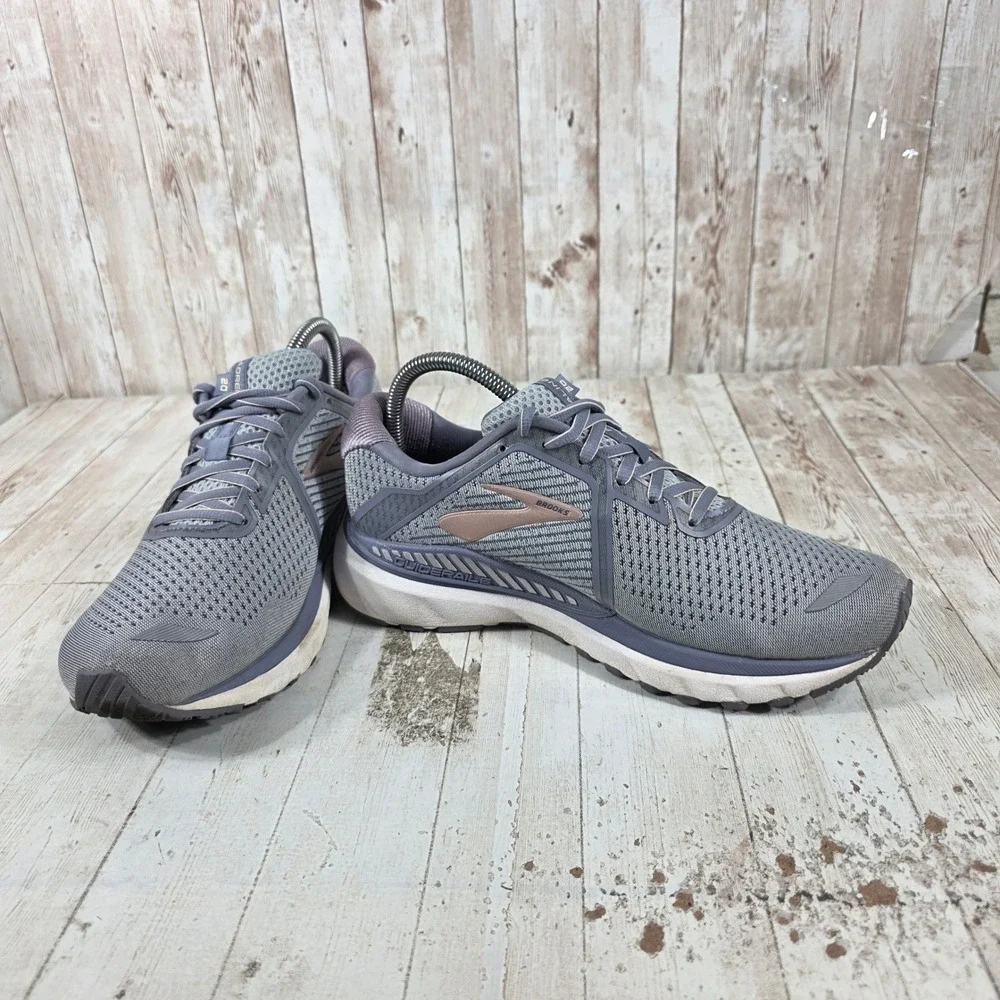 Brooks Adrenaline GTS 20 Womens 8 Extra Wide 2E Grey Rose Gold Running Shoes